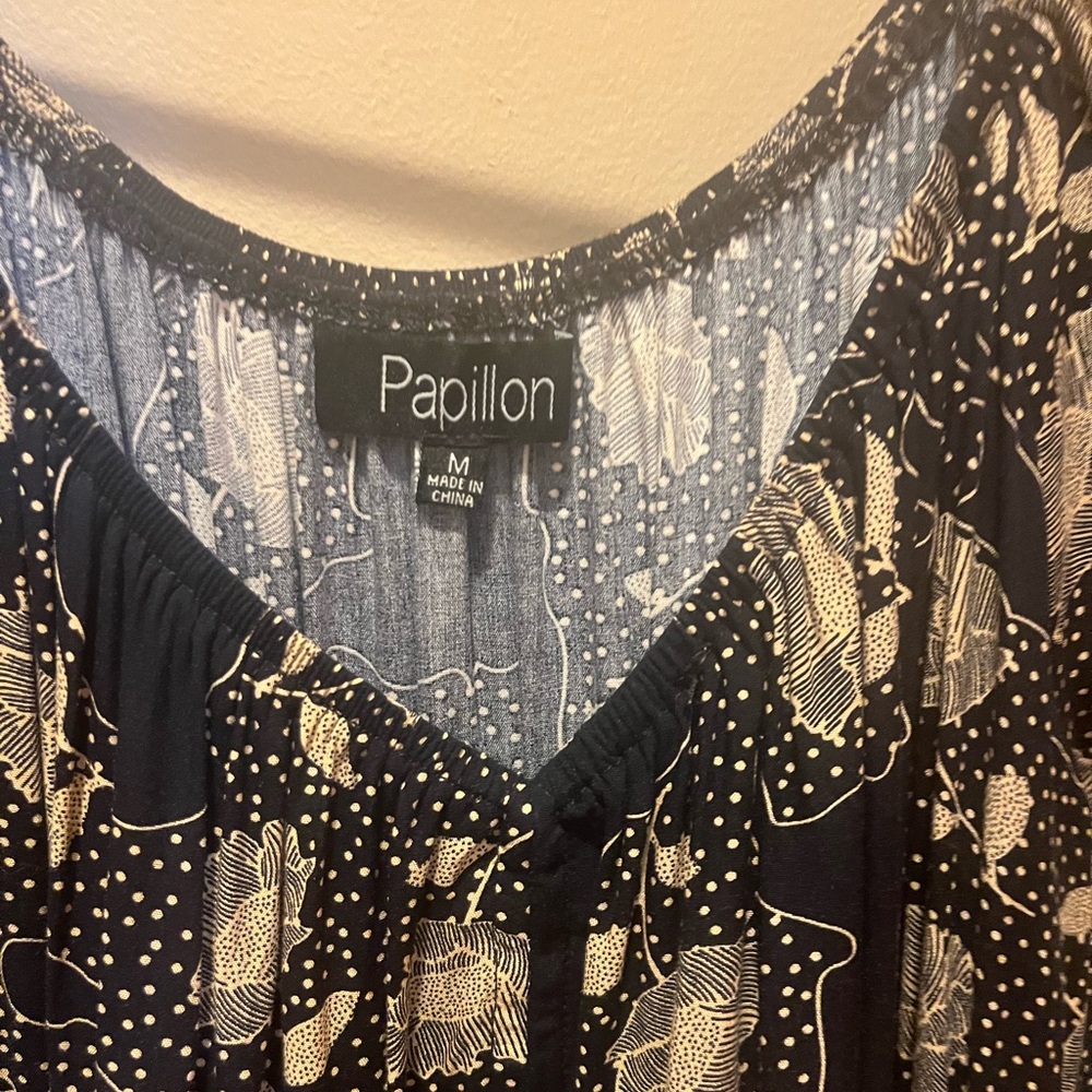 Papillon Navy Dress with cream flower